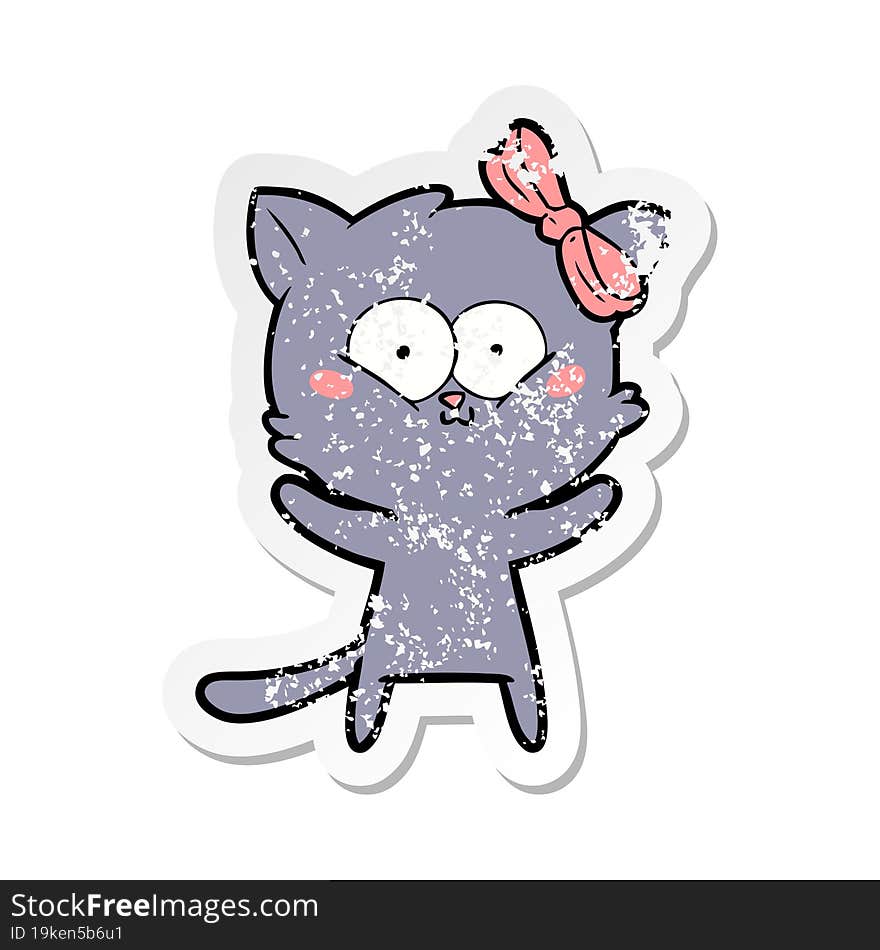 distressed sticker of a cartoon cat