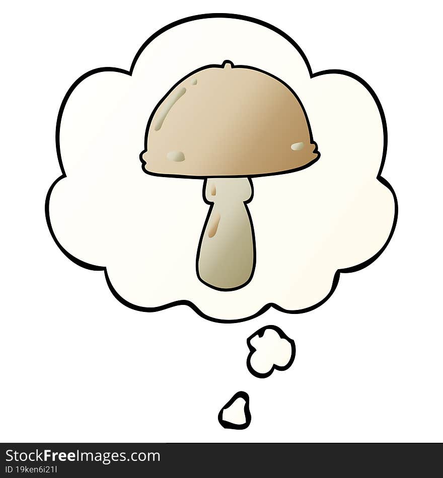 cartoon mushroom and thought bubble in smooth gradient style