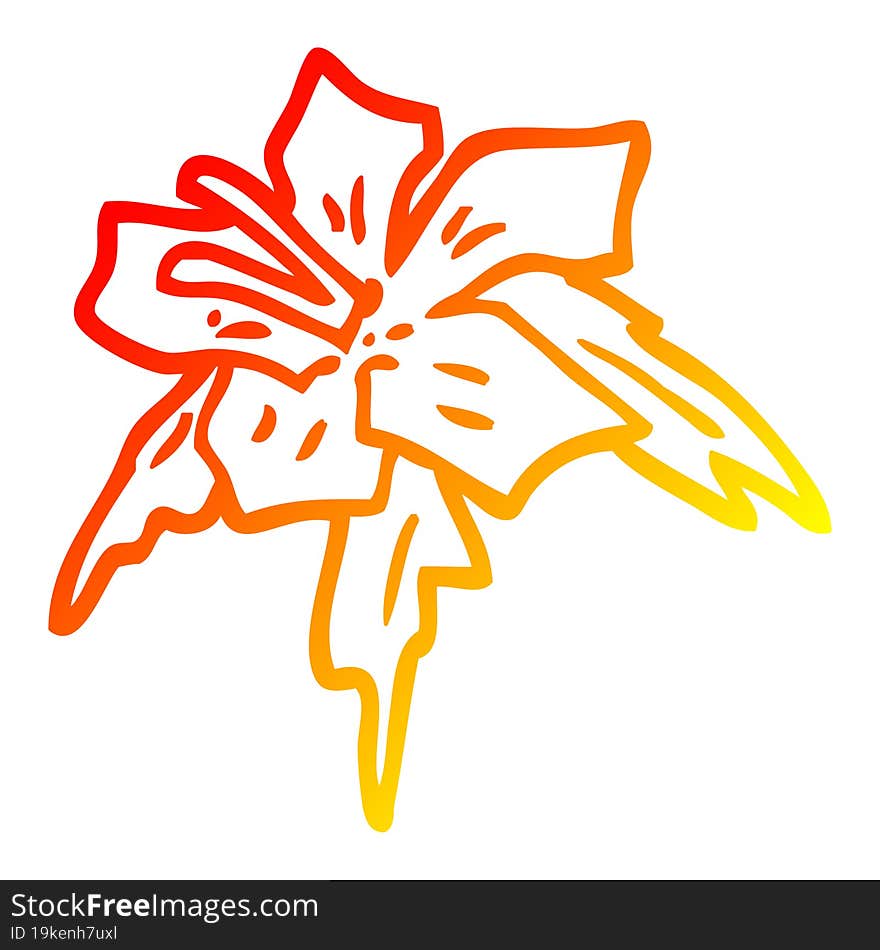 warm gradient line drawing cartoon exotic flower