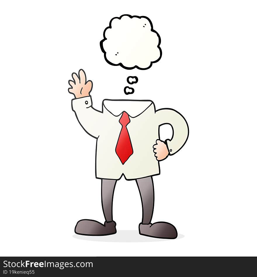 freehand drawn thought bubble cartoon headless businessman