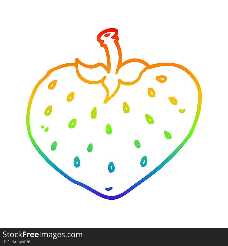 rainbow gradient line drawing of a cartoon strawberry