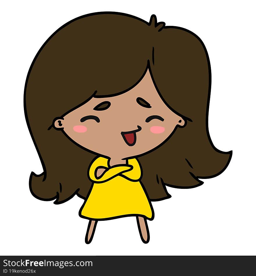 cartoon illustration of a cute kawaii girl. cartoon illustration of a cute kawaii girl