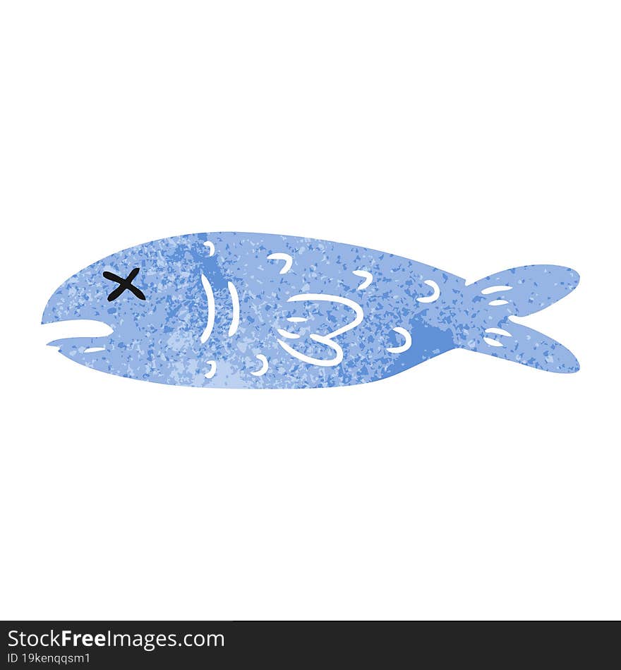 Retro Cartoon Doodle Of A Dead Fish