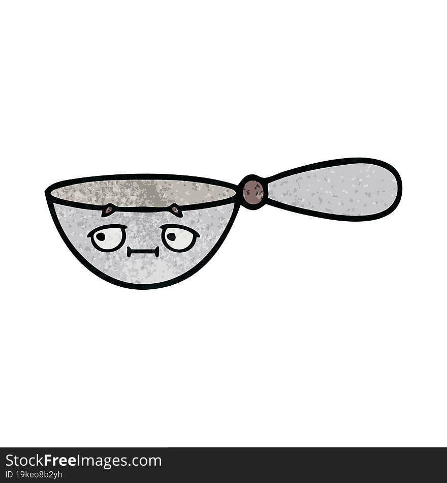 retro grunge texture cartoon of a measuring spoon