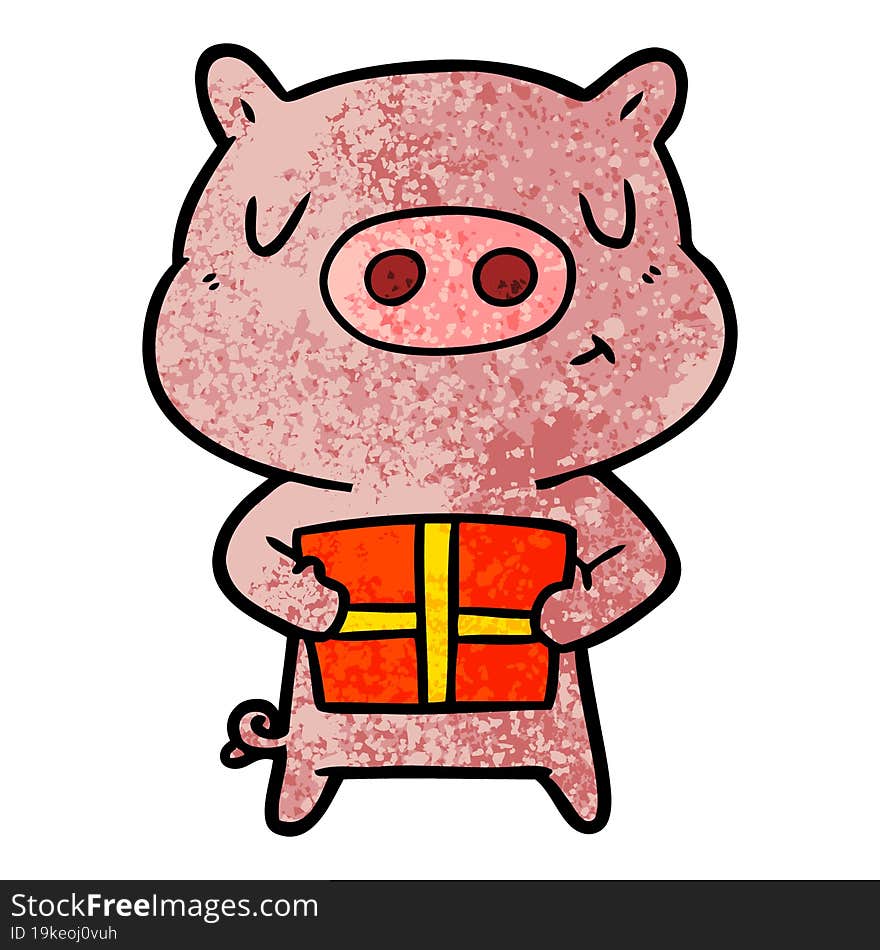 cartoon christmas pig. cartoon christmas pig