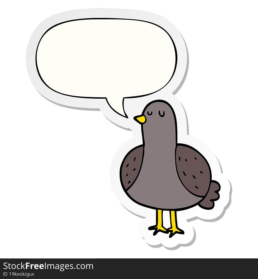 Cartoon Bird And Speech Bubble Sticker