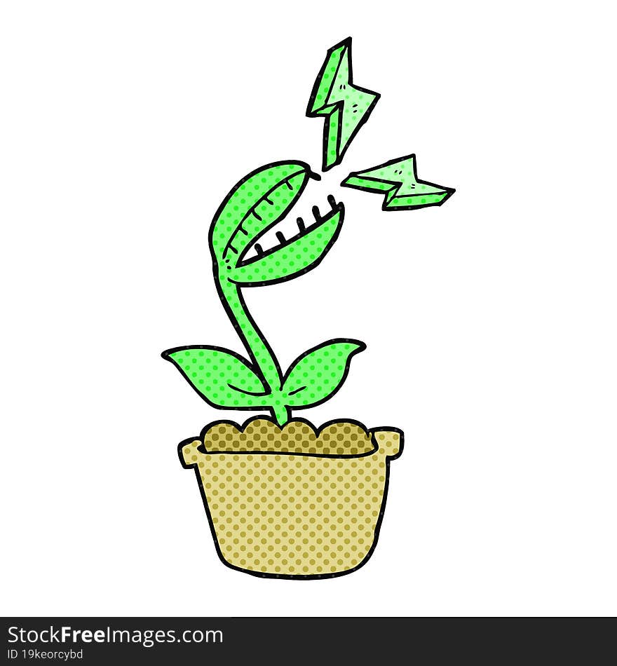 comic book style cartoon venus fly trap