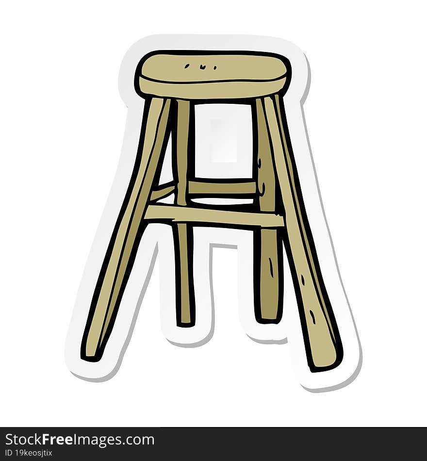 sticker of a cartoon wooden stool