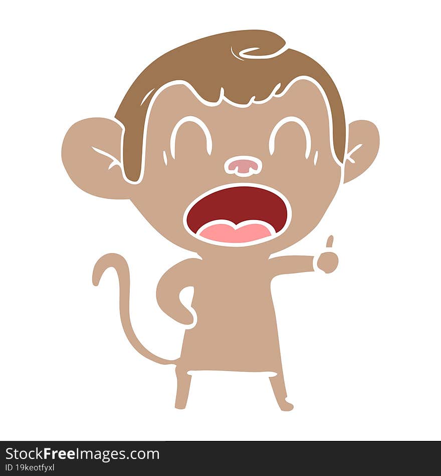 Yawning Flat Color Style Cartoon Monkey