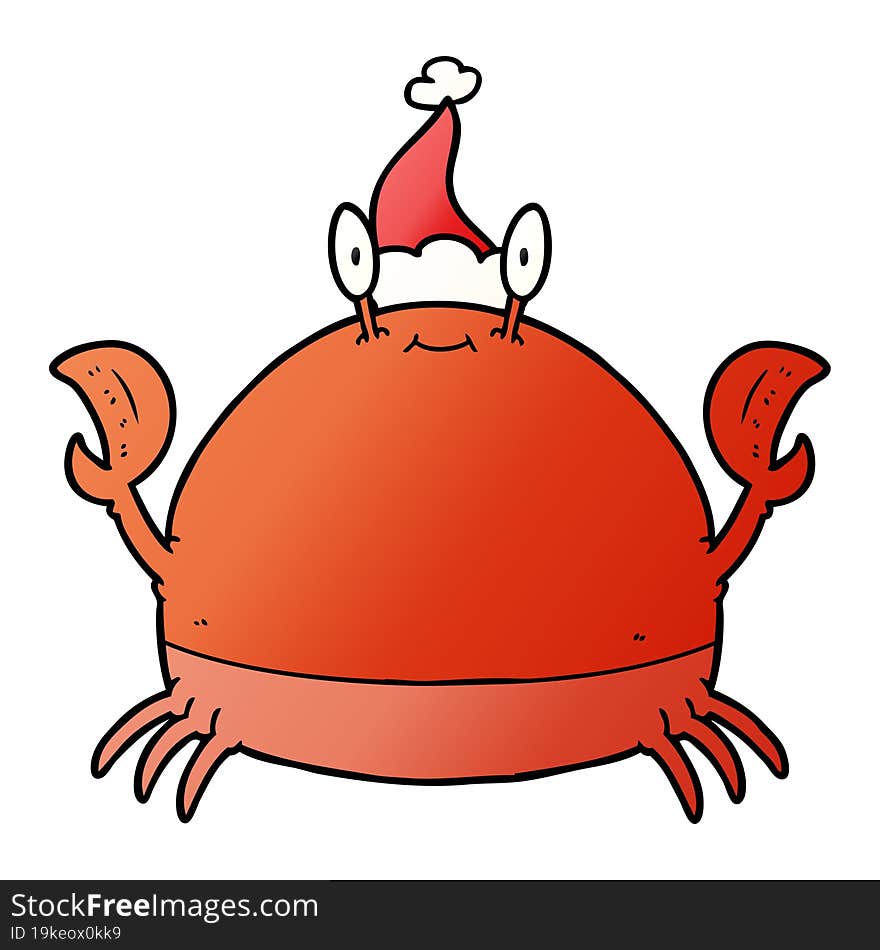 gradient cartoon of a crab wearing santa hat