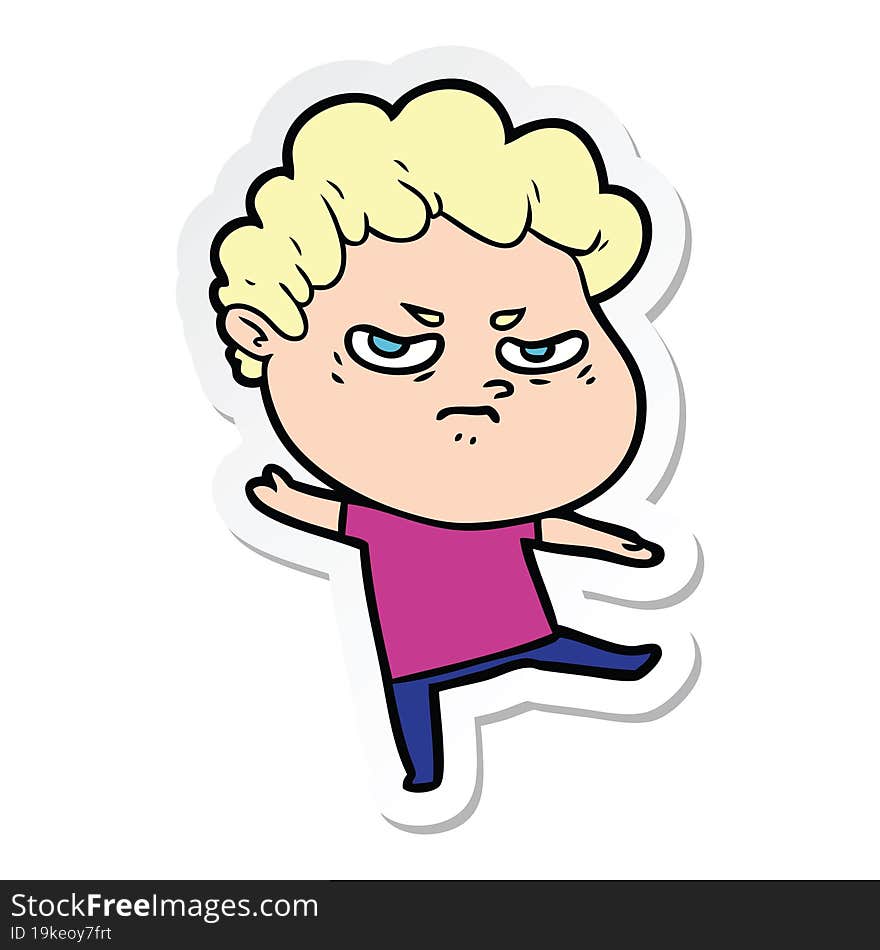 sticker of a cartoon angry man