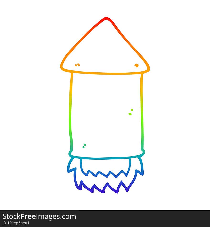 rainbow gradient line drawing cartoon rocket