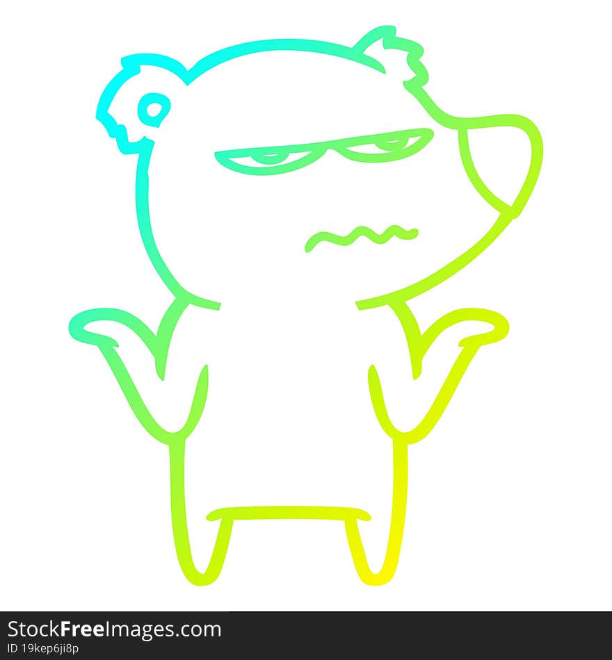 cold gradient line drawing annoyed bear cartoon