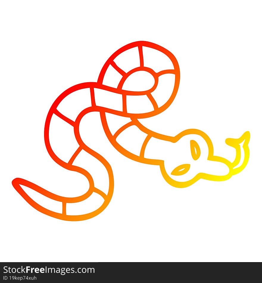 warm gradient line drawing of a cartoon poisonous snake