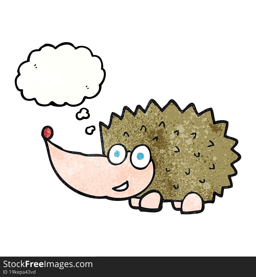 thought bubble textured cartoon hedgehog