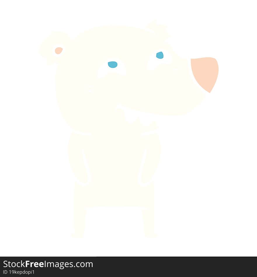 Flat Color Style Cartoon Polar Bear Showing Teeth