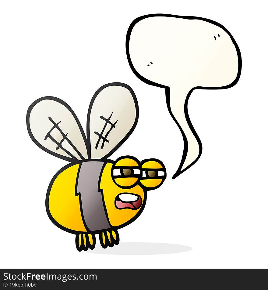 freehand drawn speech bubble cartoon bee