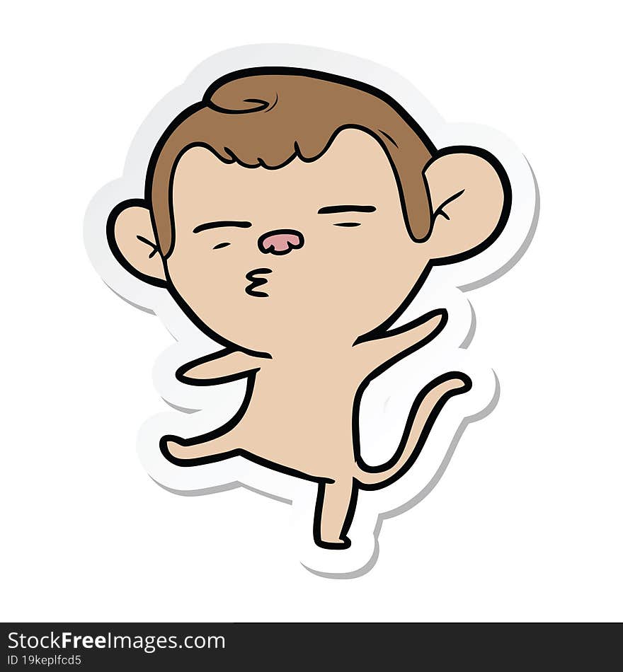 sticker of a cartoon suspicious monkey