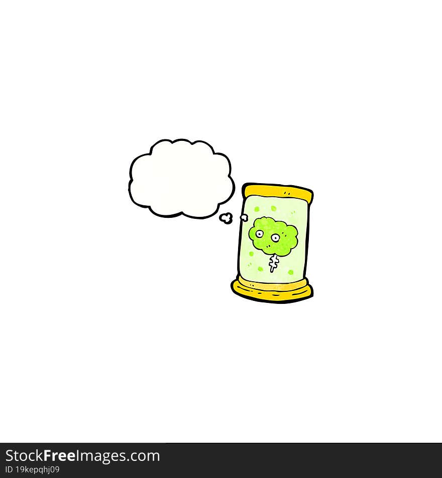 Cartoon Brain Floating In Jar