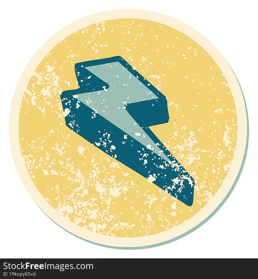 distressed sticker tattoo style icon of lightning  bolt