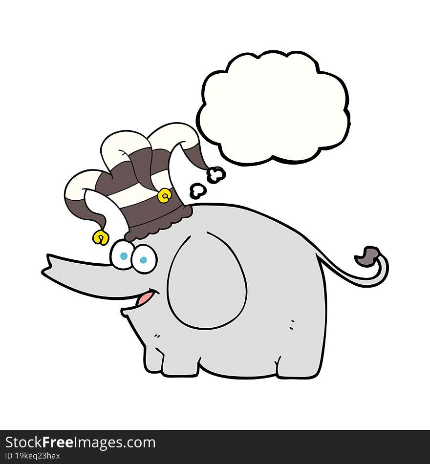 thought bubble cartoon elephant wearing circus hat