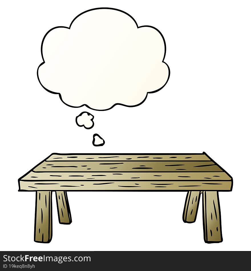 cartoon table and thought bubble in smooth gradient style