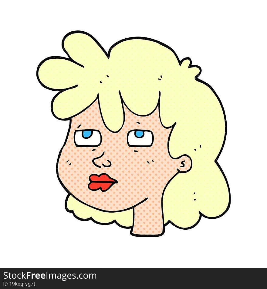 freehand drawn cartoon female face