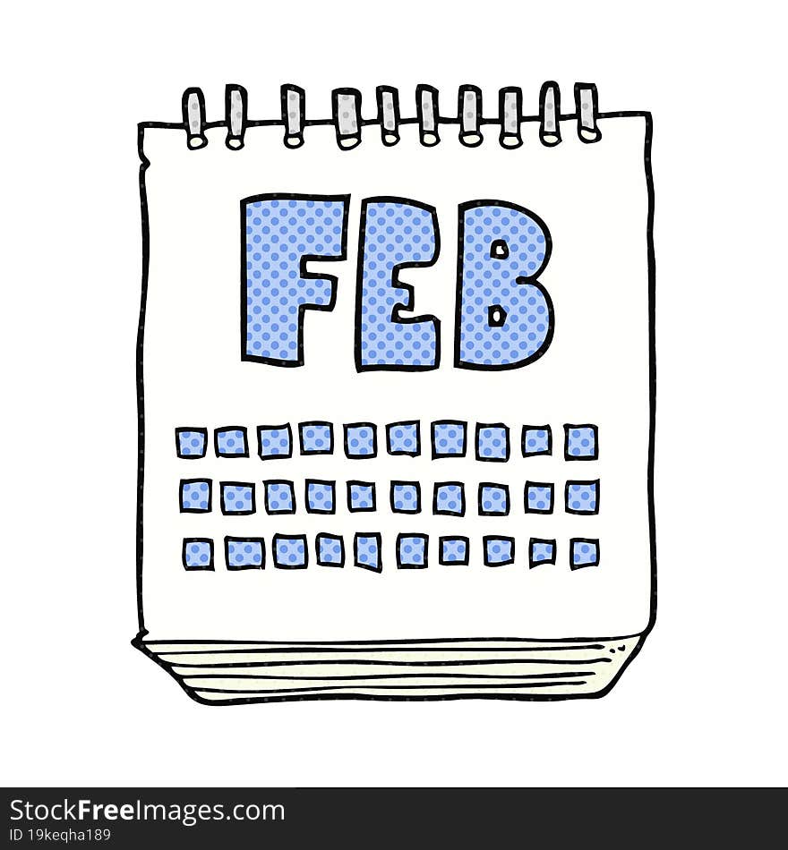 cartoon calendar showing month of february