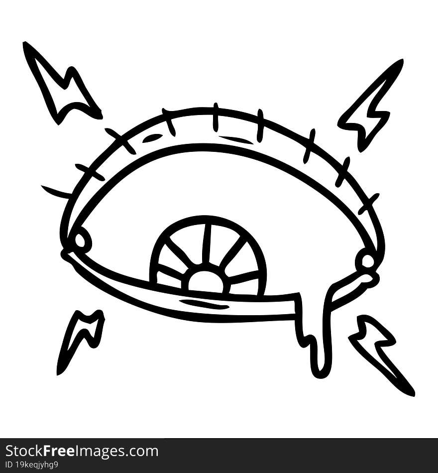 line drawing doodle of an enraged eye