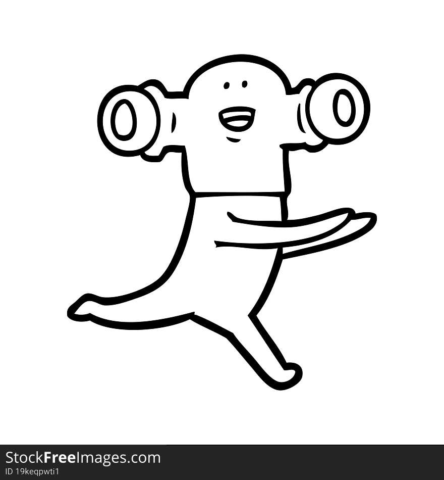 friendly cartoon alien running. friendly cartoon alien running