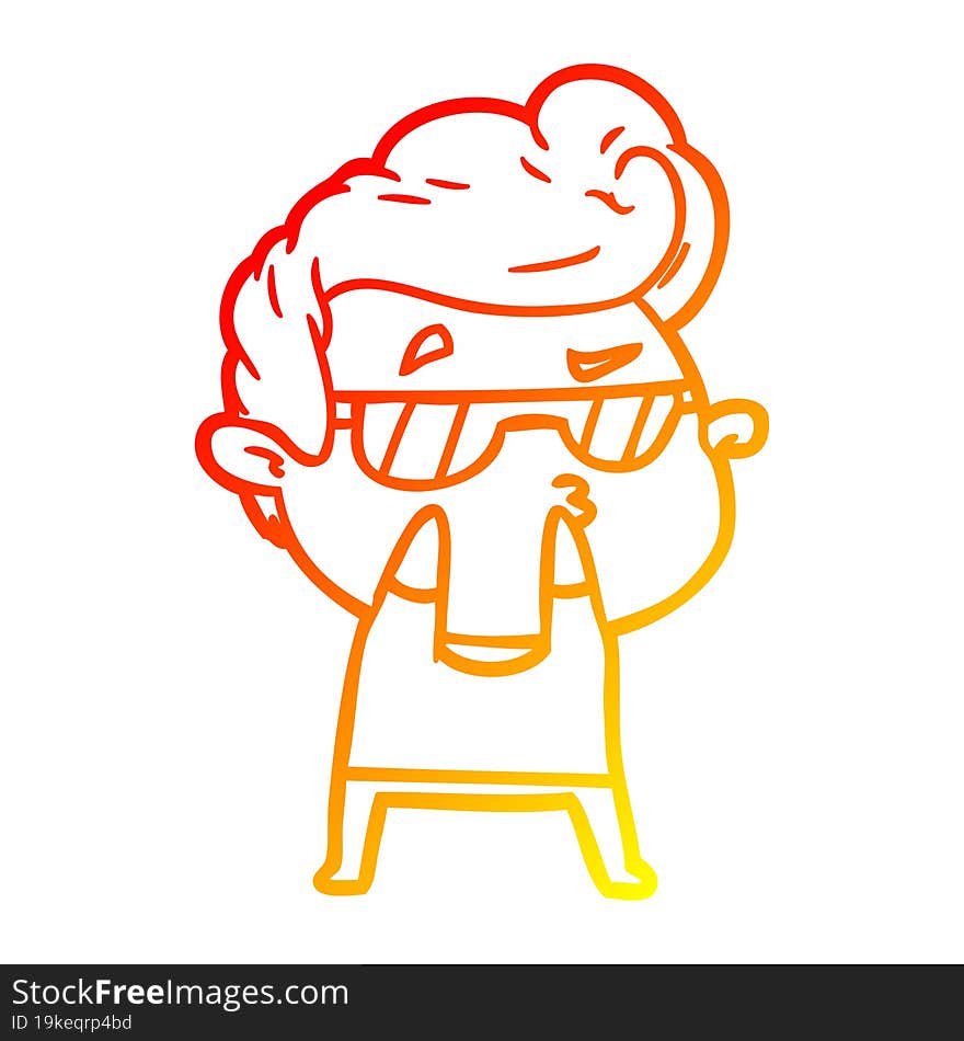 warm gradient line drawing cartoon cool guy