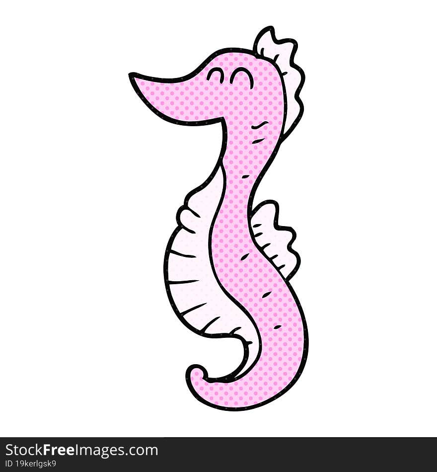 freehand drawn cartoon seahorse