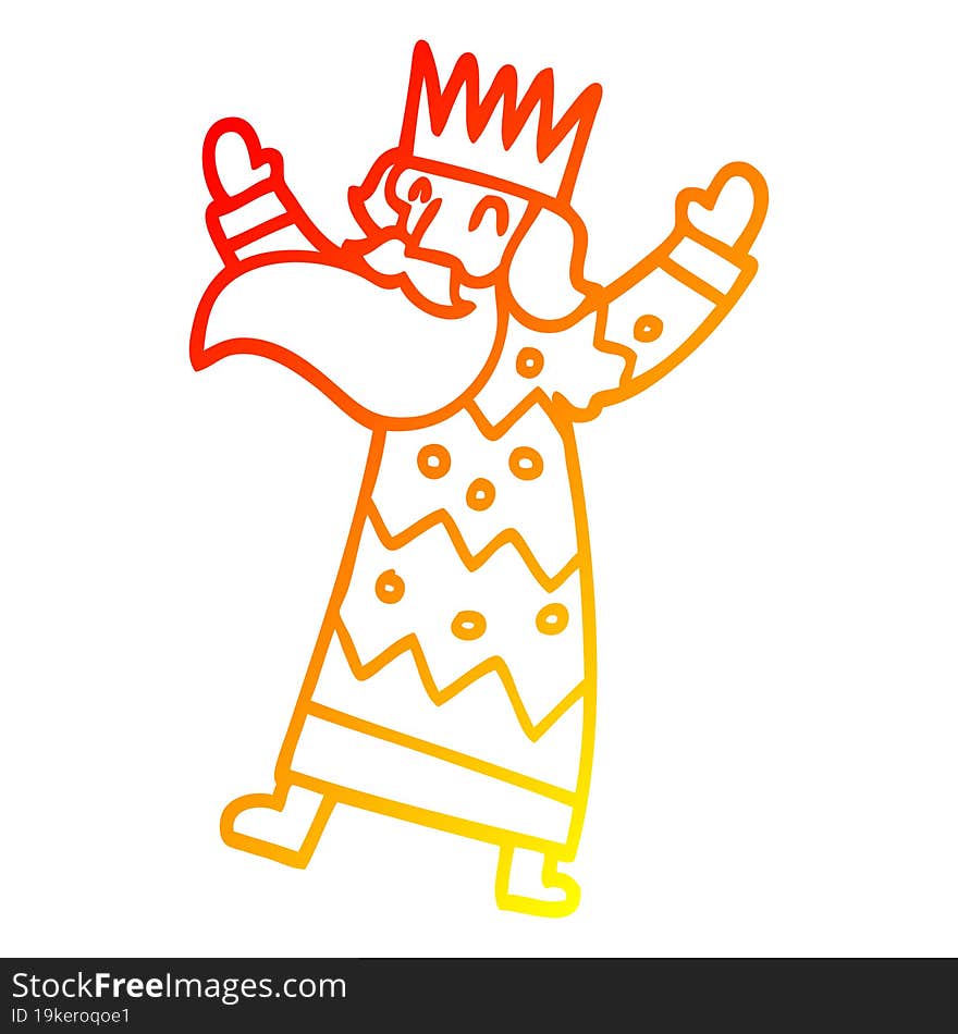 warm gradient line drawing of a cartoon jolly king