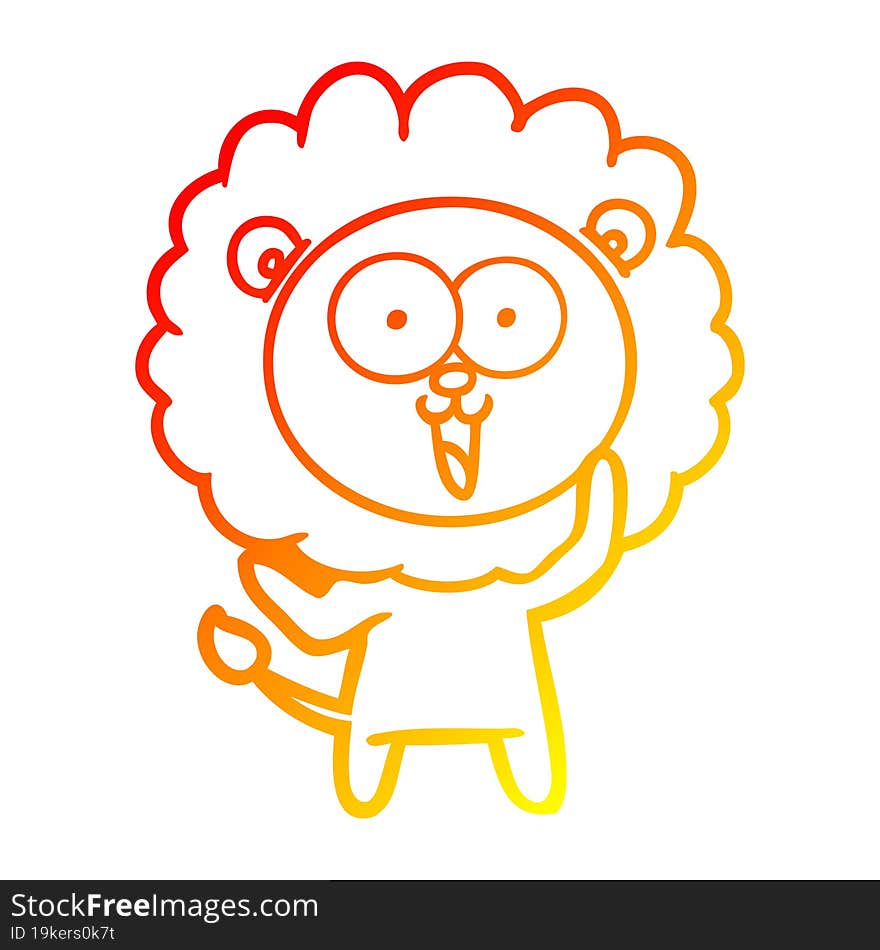 warm gradient line drawing happy cartoon lion