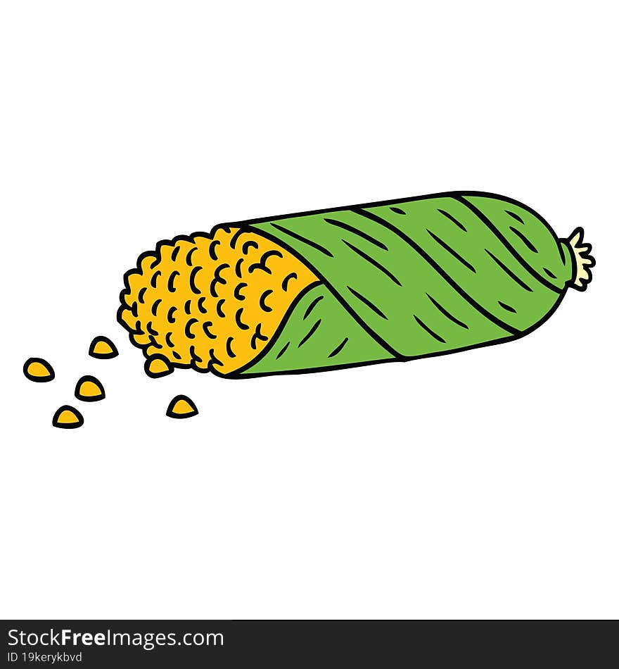 cartoon doodle of fresh corn on the cob