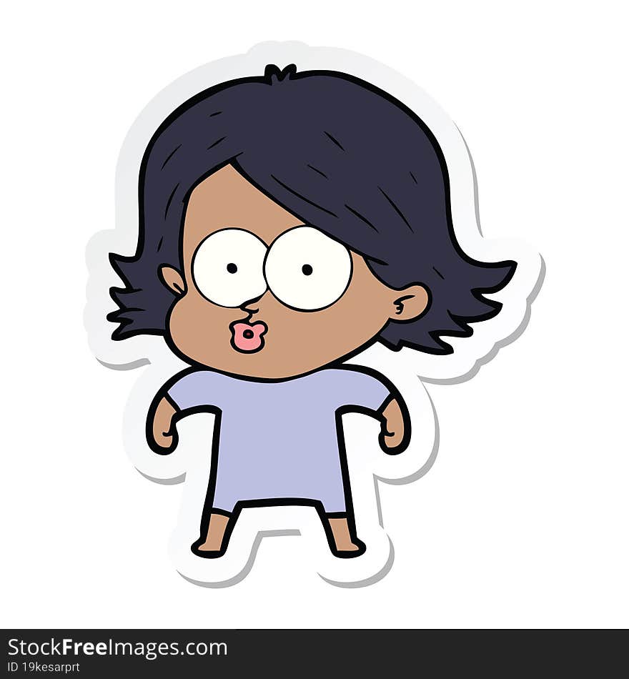 Sticker Of A Cartoon Girl Pouting