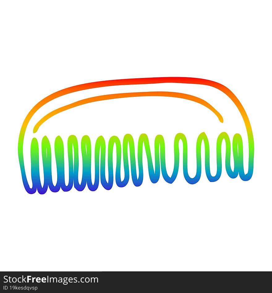 rainbow gradient line drawing cartoon plastic comb