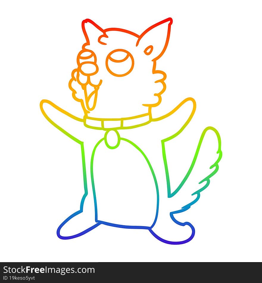 Rainbow Gradient Line Drawing Cartoon Dog