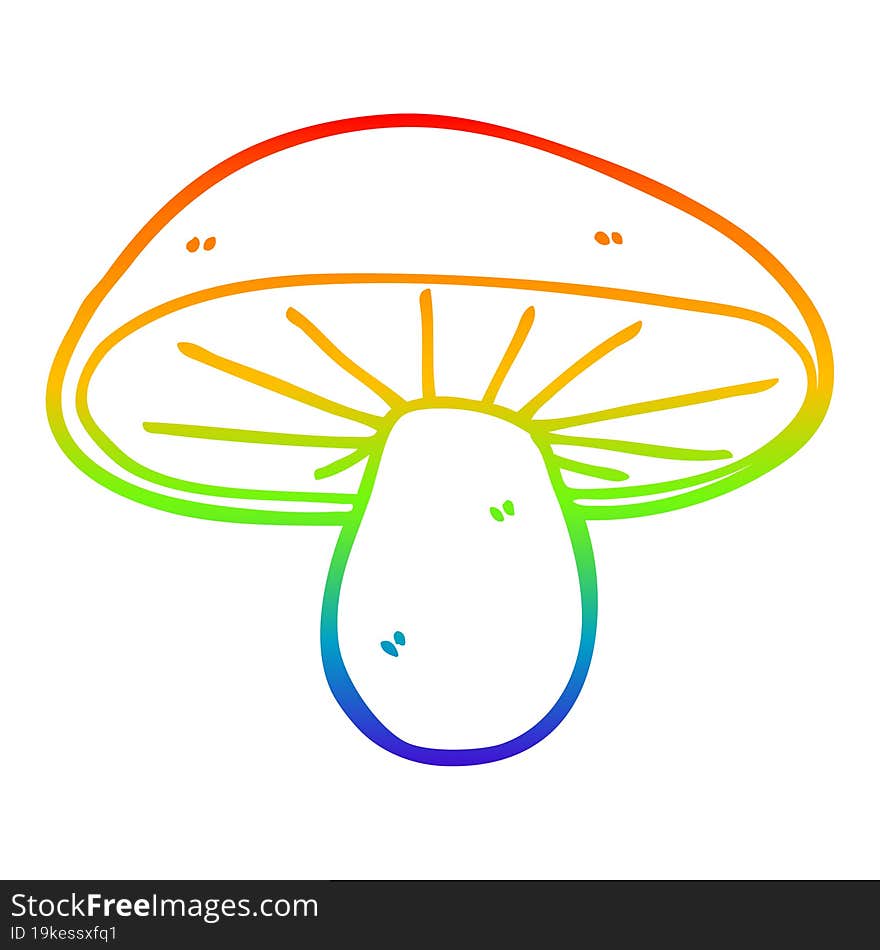 Rainbow Gradient Line Drawing Cartoon Mushroom