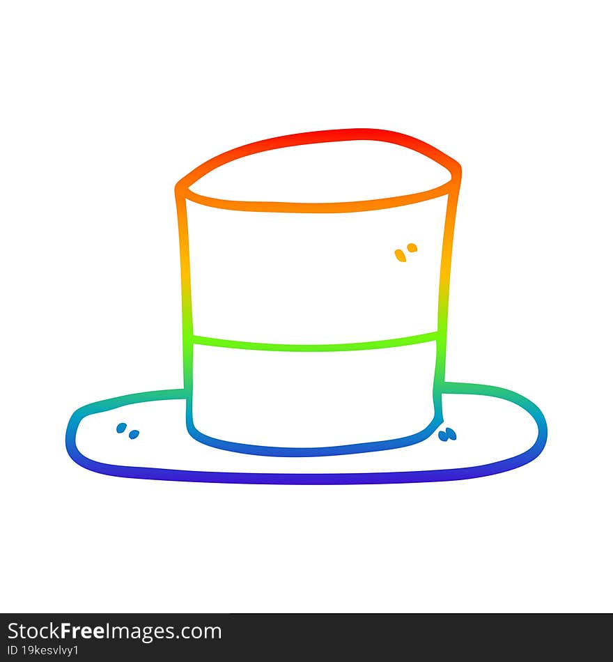 Rainbow Gradient Line Drawing Cartoon Top Hat