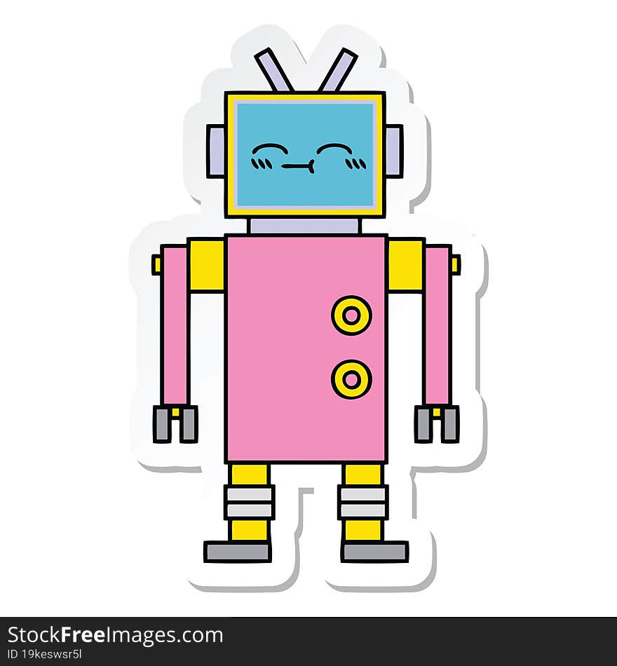 Sticker Of A Cute Cartoon Robot