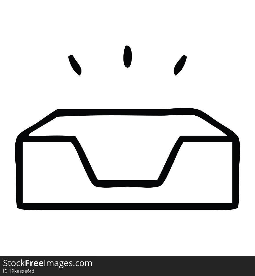 line drawing cartoon of a empty tray