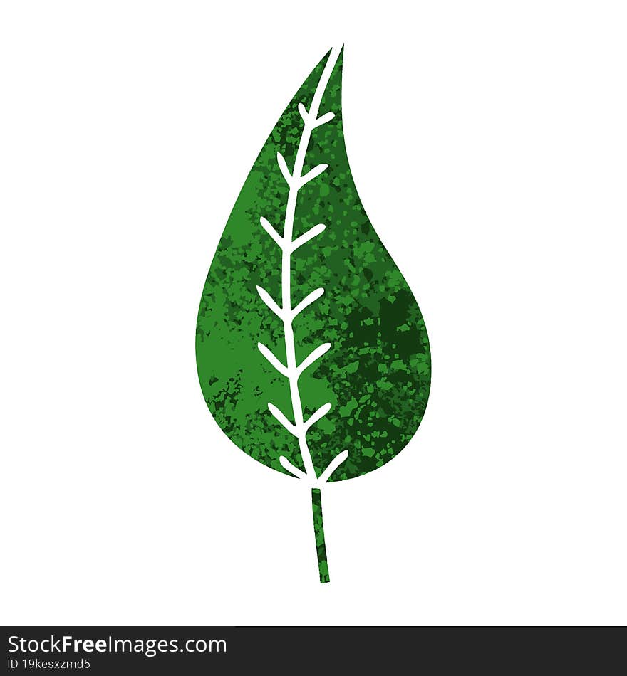 retro illustration style cartoon of a green leaf