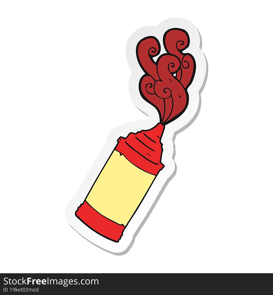 sticker of a cartoon ketchup bottle