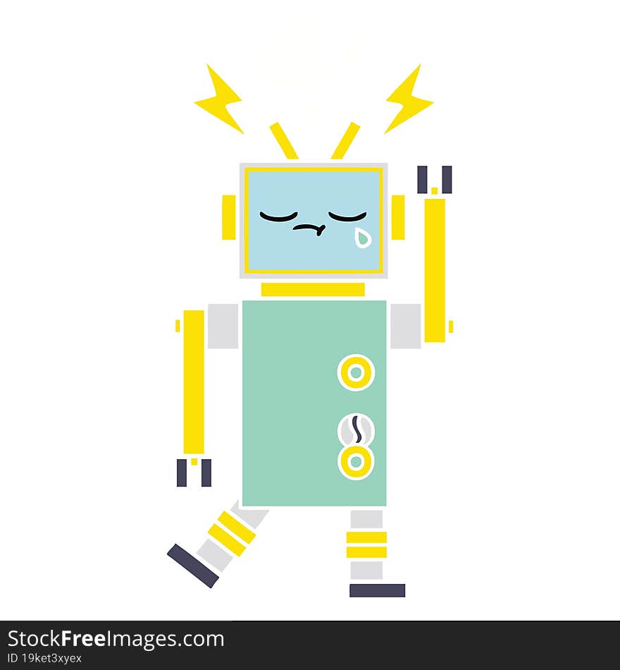 flat color retro cartoon of a robot