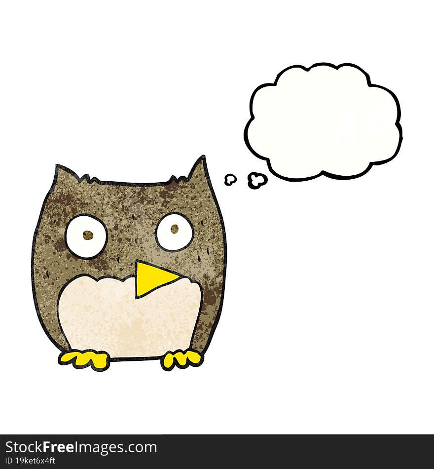 freehand drawn thought bubble textured cartoon owl