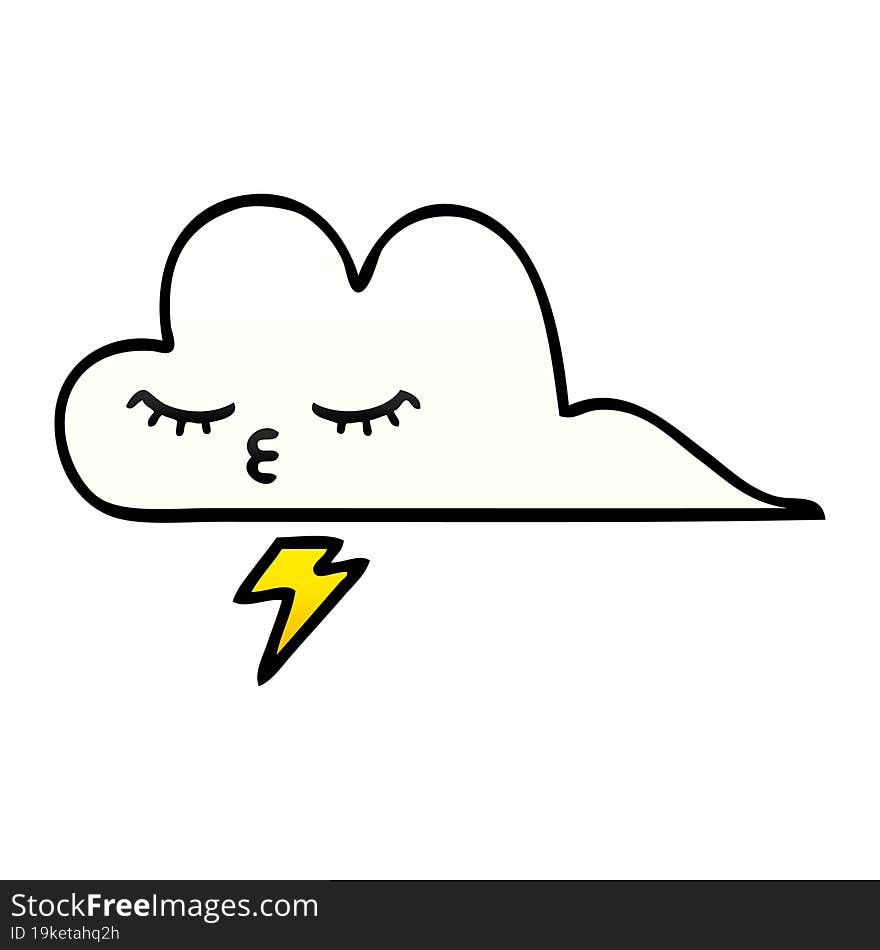 Gradient Shaded Cartoon Thunder Cloud