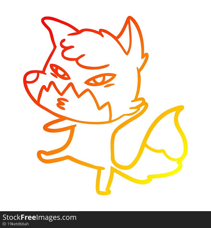 warm gradient line drawing clever cartoon fox