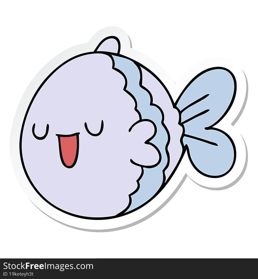 sticker of a quirky hand drawn cartoon fish