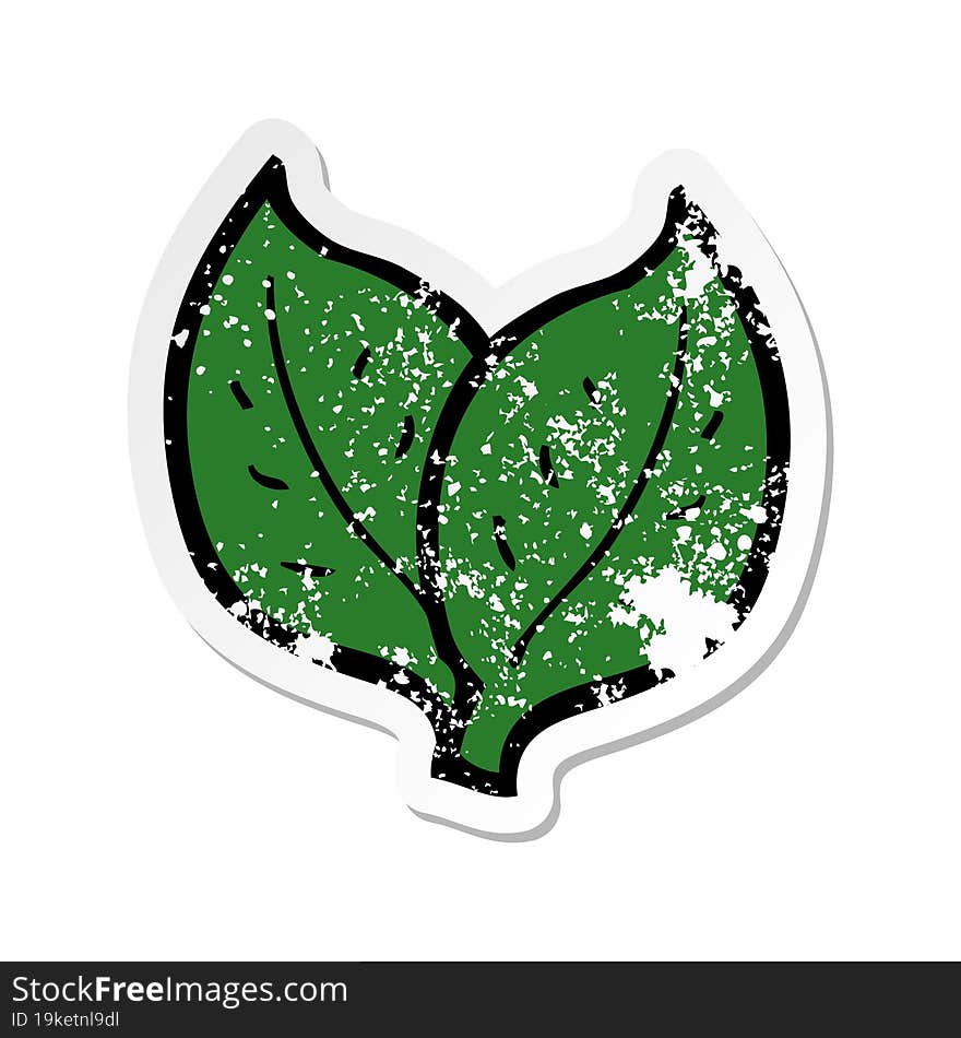 retro distressed sticker of a cartoon leaf